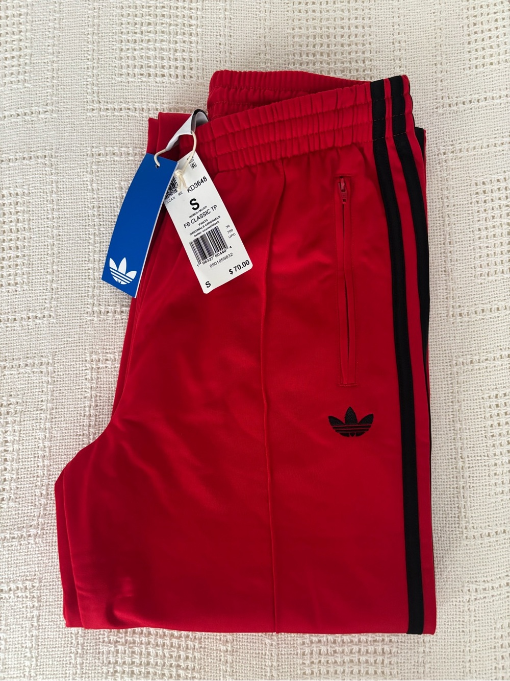 adidas Red Track Pants with Black Stripes NWT
